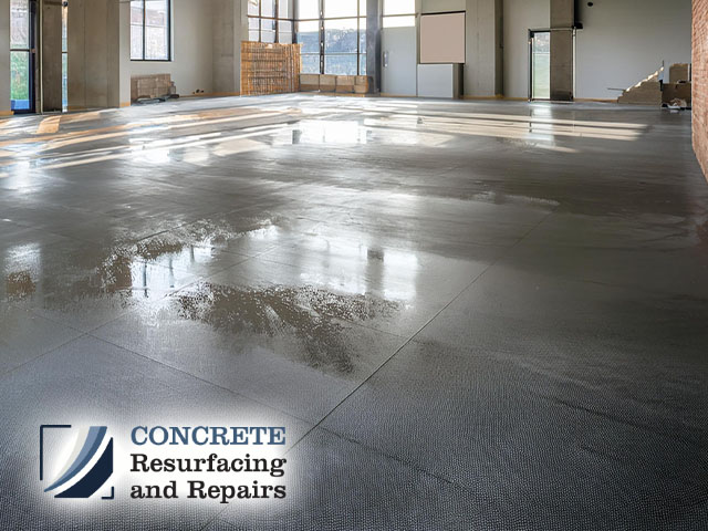 resurfaced concrete floor in commercial space